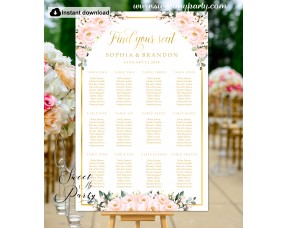 Blush roses seating chart template,Blush roses seating chart template, (136)